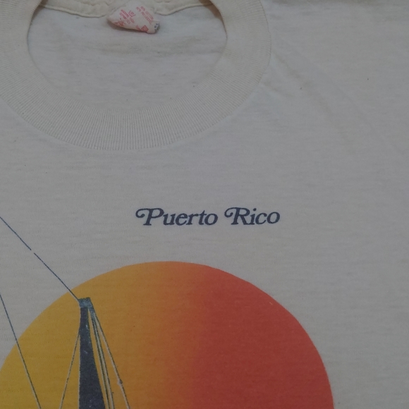Vintage America Project Single Stitch Puerto Rico Tourist T-Shirt Cream Small - Picture 4 of 11